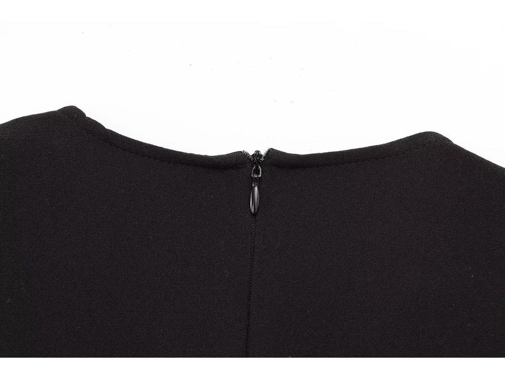 Vestido Midi Crepe Sem Mangas com Cinto Primavera 2025: Estilo Europeu-Americano