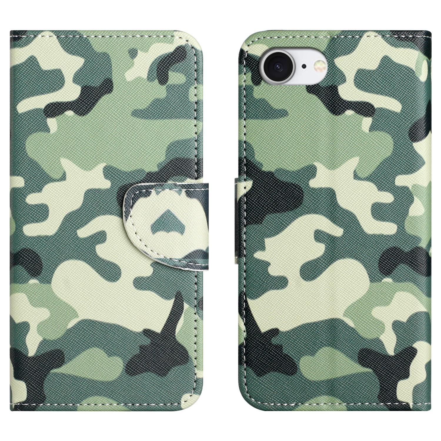 

For iPhone 16e Case Pattern Printing Cross Texture Leather Phone Cover Camouflage