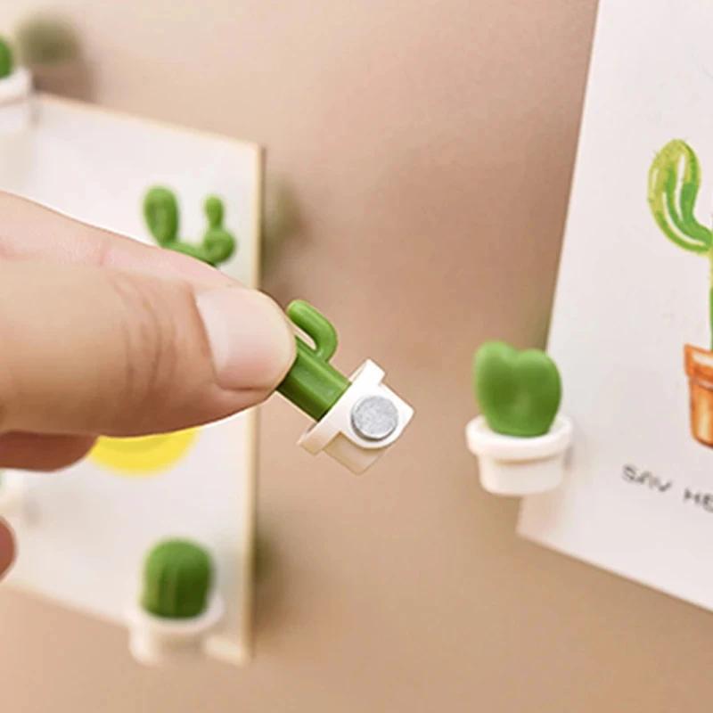 6pcs Set 3D Cute Cartoon Cactus Fridge Magnet Decor Creative Message Board Stickers Home Decoration Refrigerator Sticker Gift