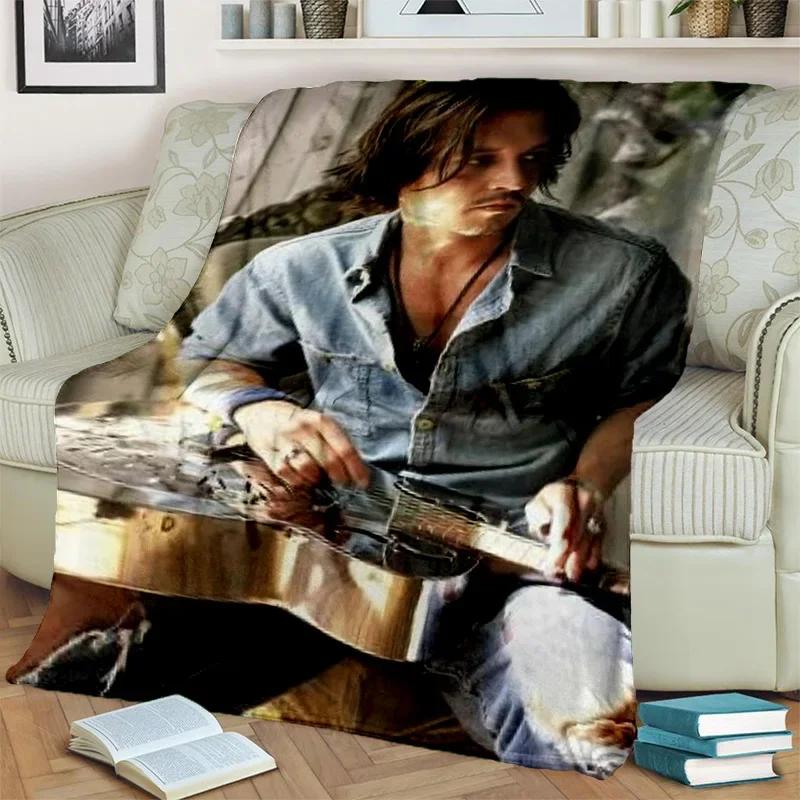 Deka série 3D tisku Johnny Depp, Měkká přehozová deka pro domácnost Ložnici Postel Pohovku Piknik Cestování Kancelář Krycí deka na odpočinek Děti
