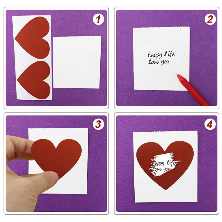7*5.8CM 50 STK Rubbelaufkleber Selbstklebend Abziehen und Aufkleben DIY Etiketten Rubbellos Aufkleber Herz Rubbelaufkleber