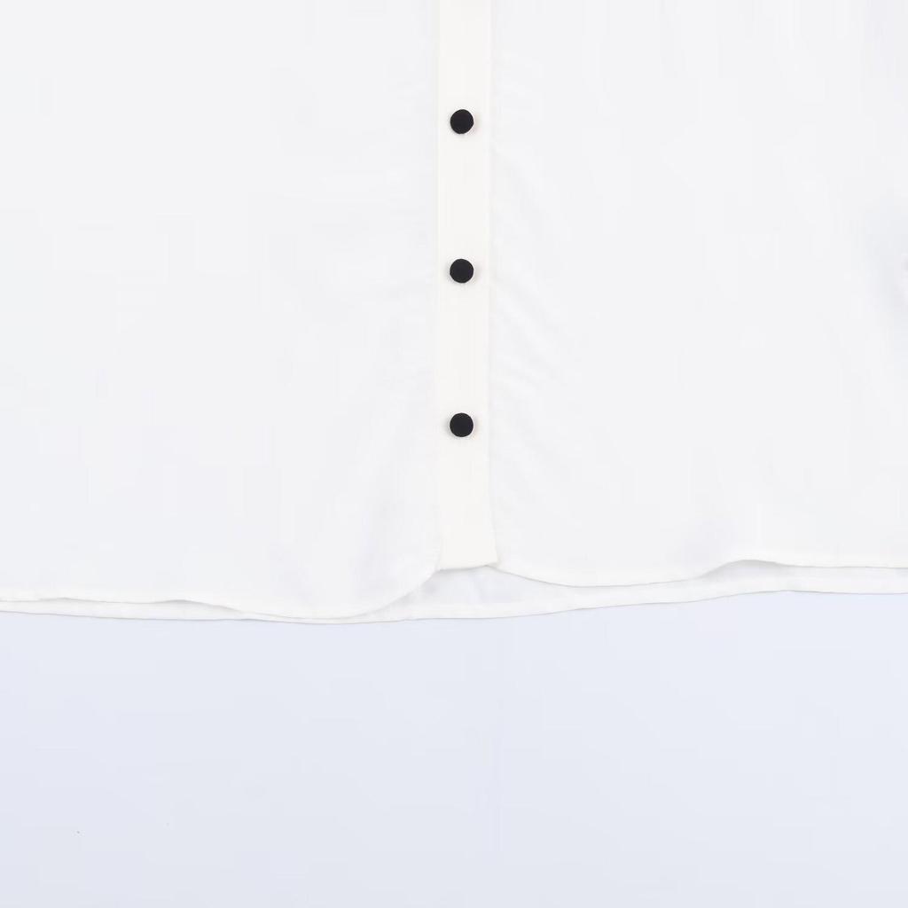 European & American Style Color Block Bow Long Sleeve Shirt