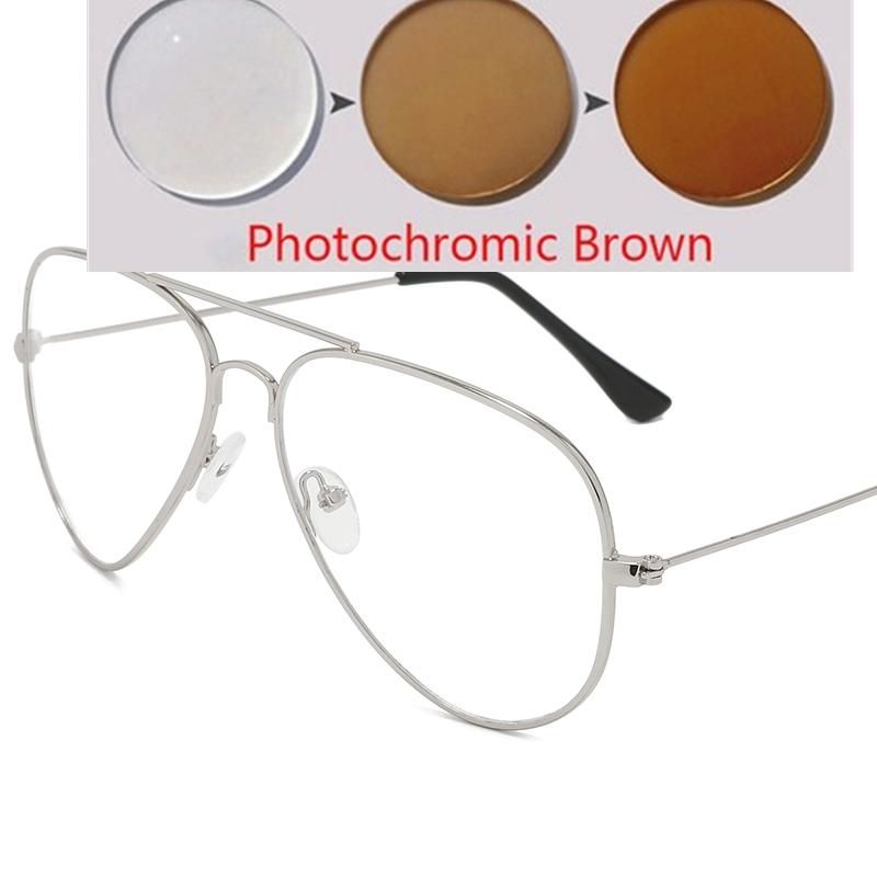 Blue Light Blocking Oval Myopic Glasses Women Men Fashion Metal Myopia Photochromic Eyeglasses Diopter 0 -0.5 -0.75 To -4.0