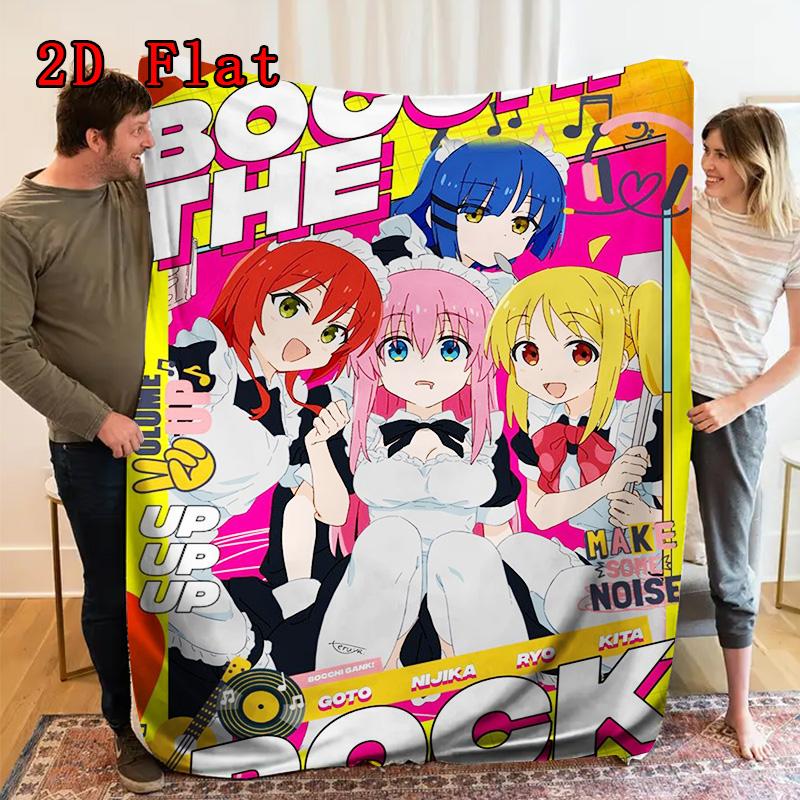 Bocchi the Rock 2D Flat Pattern Flannel Blanket High Quality All Seasons Warmth and Comfort Perfect for Christmas Gifts.DMT0925198
