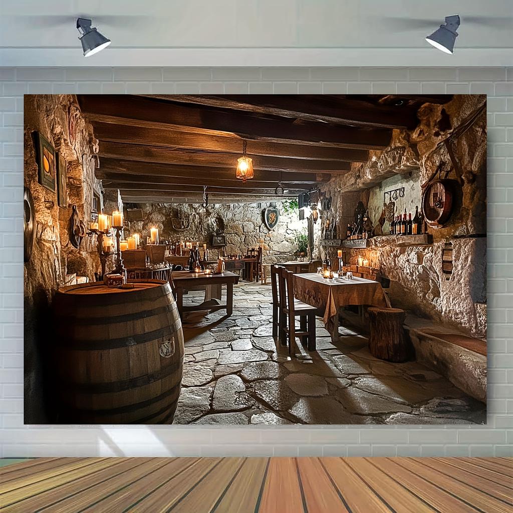 1 Stück Hotel Hintergrund Fotografie - Polyester Steinwand und Holzdecke Thema Fotografie Hintergrund Party