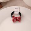 Red Plaid Bow Hair Clip & Tie Set - Gentle on Hair, Cute Jewelry