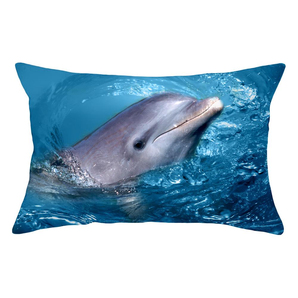 Dekorative Kissenbezüge, 30 x 50 cm, Delfin- und Ozean-Lendenkissenbezug, Sofa-Kissenbezug, Auto-Büro-Kissen, Rückenkissen, Heimdekoration