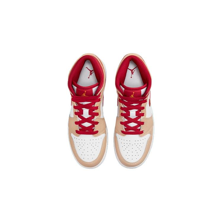 (GS) Air Jordan 1 Mid 'Light Curry Cardinal Red' Kids' 554725-201