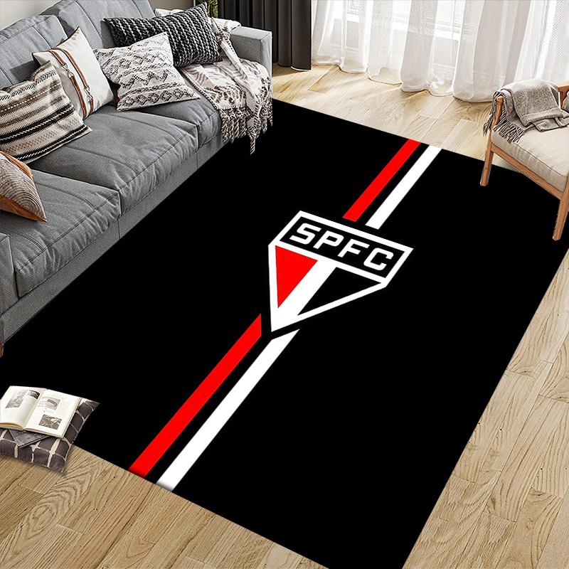 Sao Paulo FC2 Flannel Pattern Square Carpet,Area Rug,Carpet Rug for Living Room Bedroom Sofa Playroom Decor,Non-slip Floor Mat