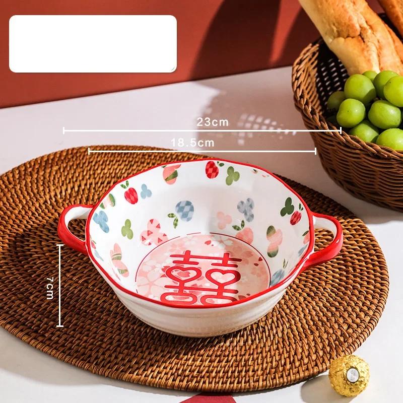 Bröllop i kinesisk stil Keramisk tallrik Hem Utsökta bröllopsmiddagstallrikar Förlovningsfest Läcker desserttallrik Gåvor