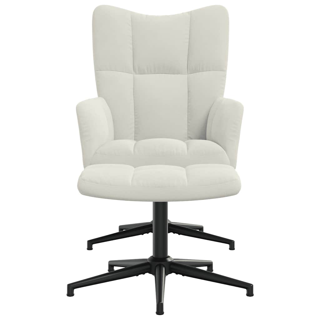 Relax Armchair with Footstool Cream White Velvet