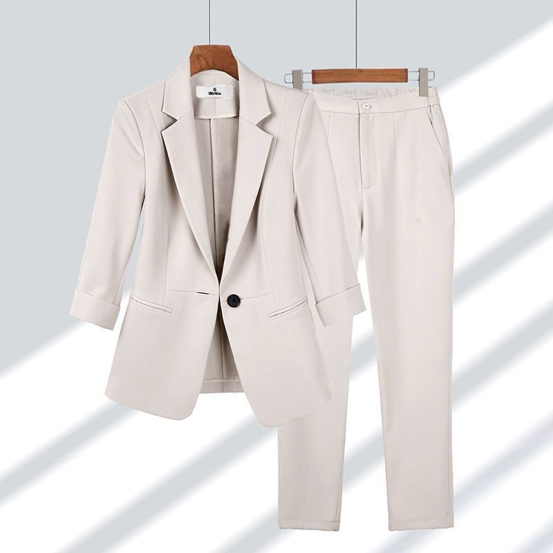 Women's Blazer Set 2pcs Business Suit Office Outfit Casual Jacket Pants