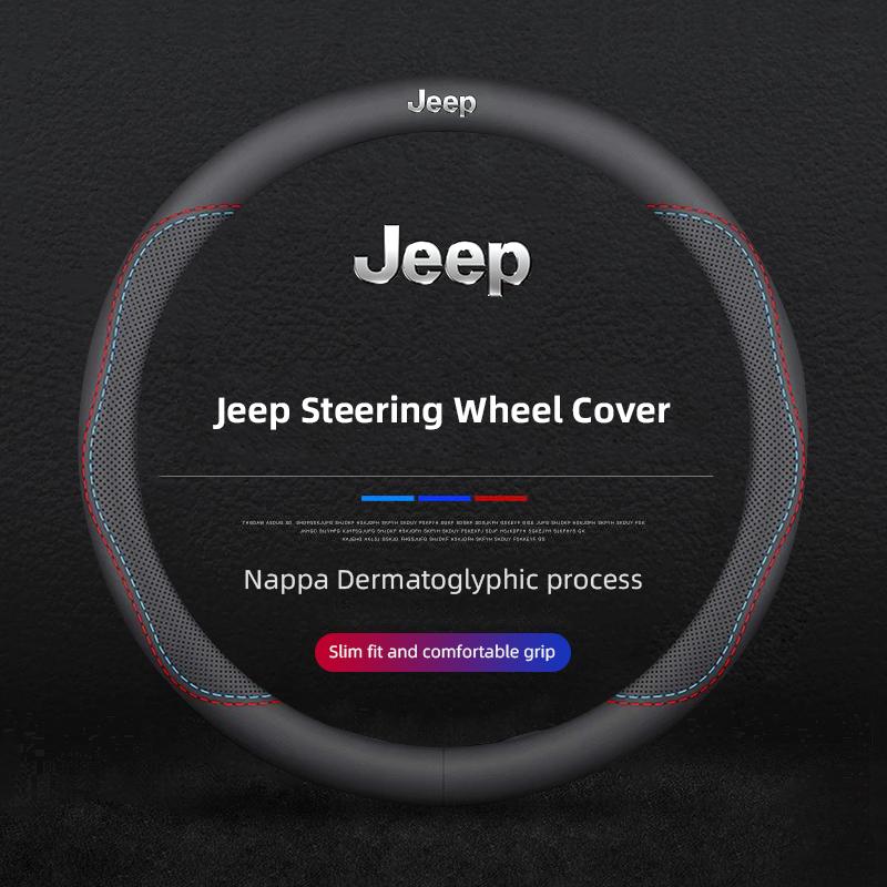 Sticker Car Steering Wheel Cover Carbon Fiber Leather Anti Slip Accessories For Jeep Wrangler JK Gladiator Renegade Cherokee