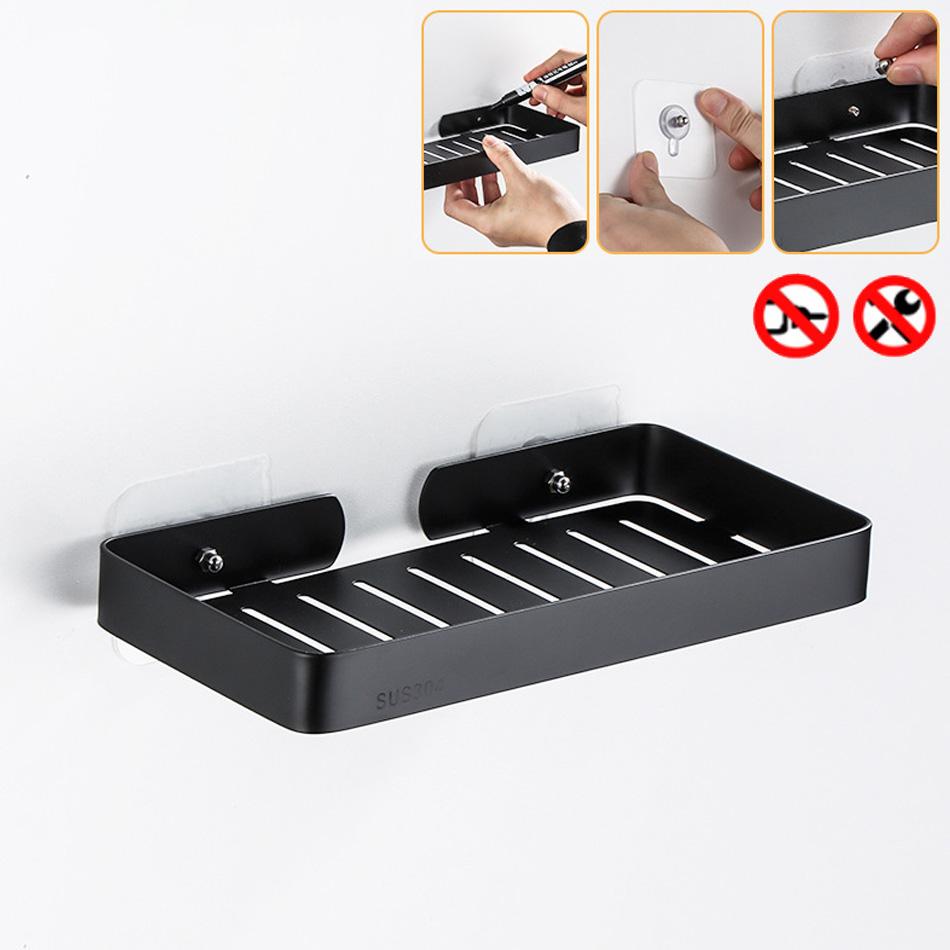 Σαπουνοθήκη από Ανοξείδωτο Ατσάλι 304 Μαύρο Ασημί Βουρτσισμένο Ροζ Χρυσό Λευκό Αποθήκευση Ντουζ Σαπουνοθήκη Ράφι για Κουζίνα Τουαλέτα Μπάνιο