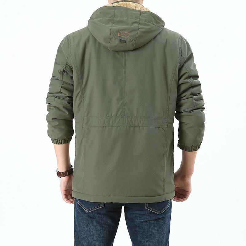 Autumn and Winter Men's Large Size Casual Fleece Thickened Jacket Men's Medium and Long Outdoor Jacket