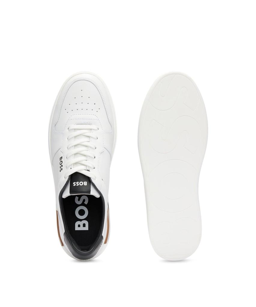 Signature Detail Leather Cupsole Sneakers for Size White [BOSS] Men, 45,