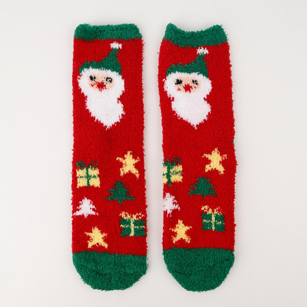 Ladies' Christmas Socks Coral Velvet Socks Cartoon Elk Half Velvet Socks Sleep Floor Socks