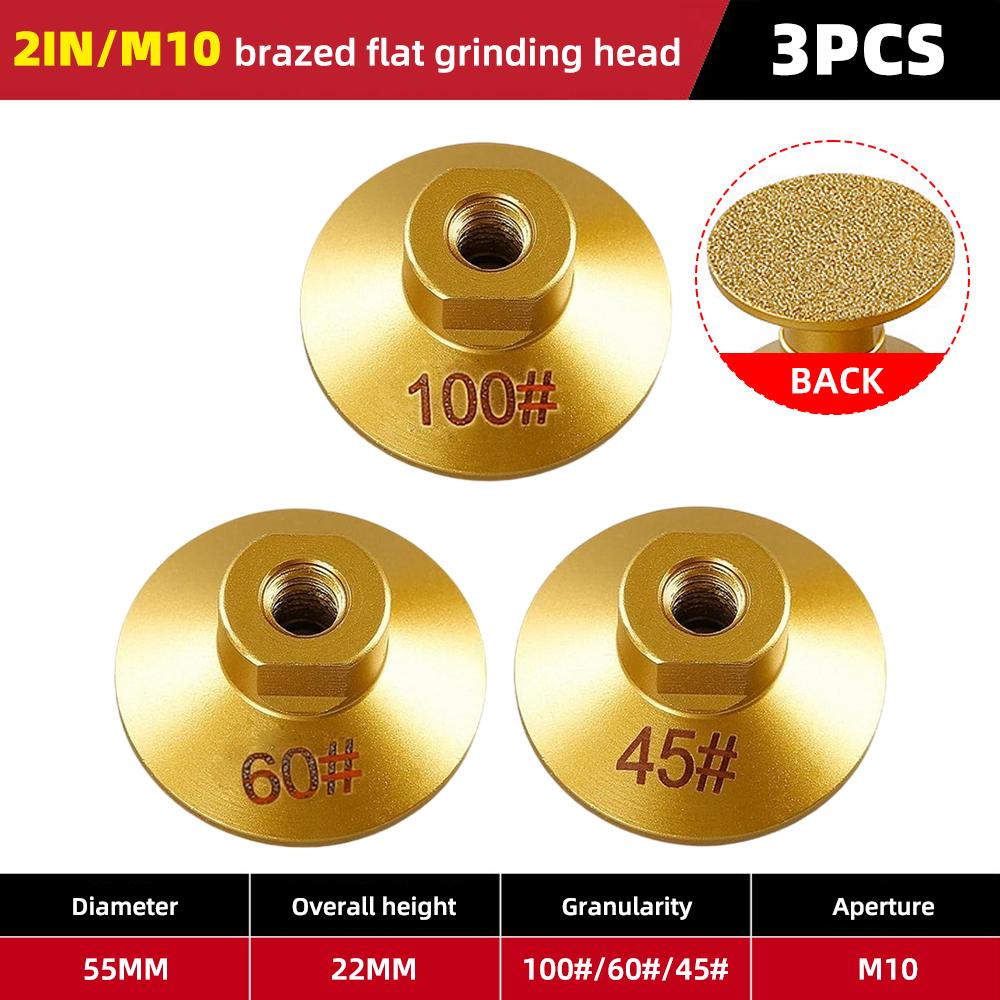 M10 Diamond Brazed Flat Grinding Head Marble Stone Countertop Tile Edge Trimming Rough Polishing Disc Angle Grinder Abrasive Pad