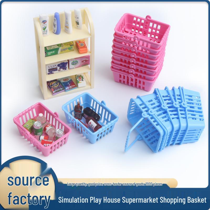 Miniature Supermarket Shopping Basket Toy - Role-Playing Doll Accessory for Kids