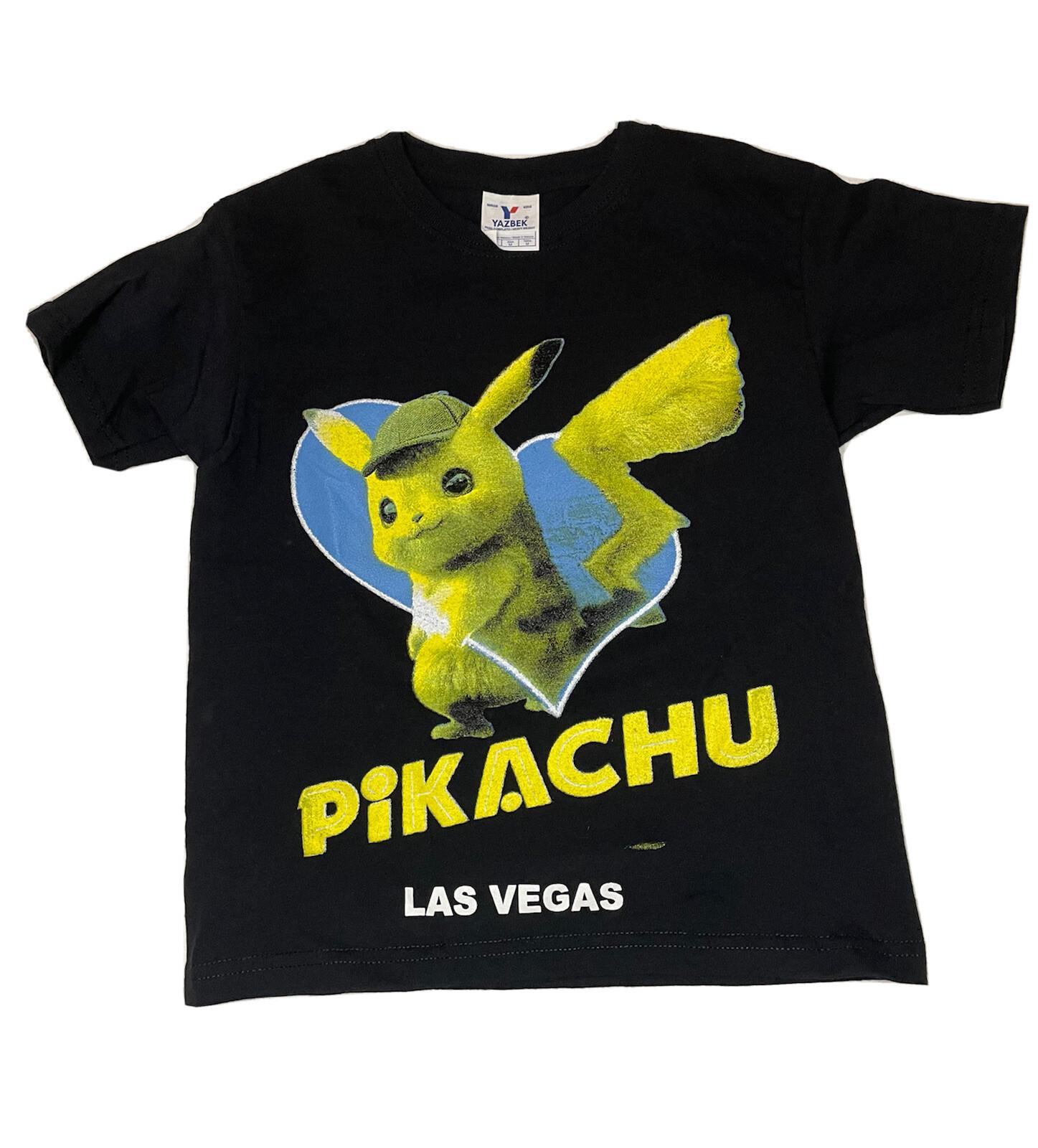 Pikachu Pokemon Las Vegas Youth Kids Black T  M Yazbek Niños Unisex T-Shirt XXXXL
