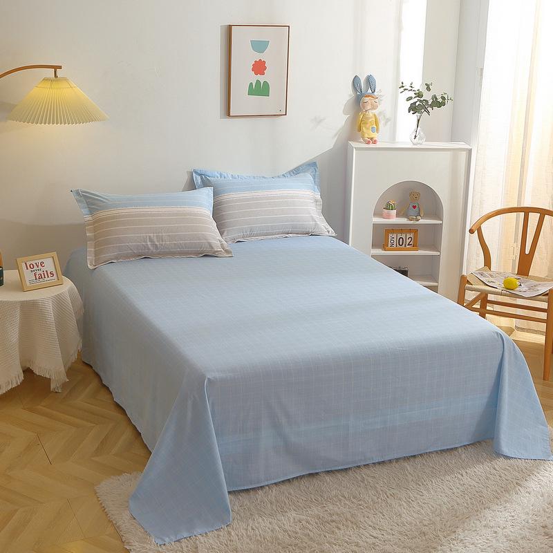 Simple Cotton Bed Sheet for Double Bed - Suitable for Summer & Student Dormitory, 40 Count, All Seasons