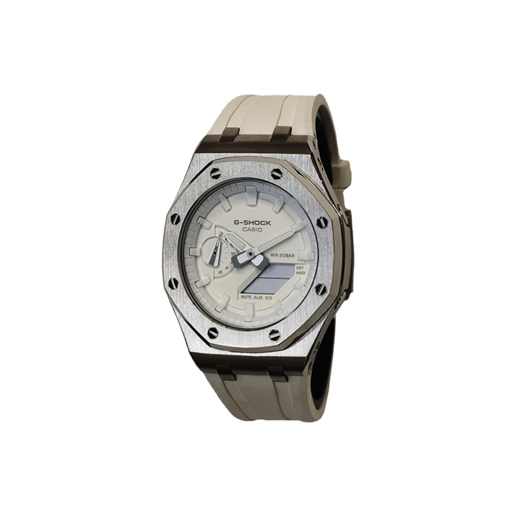 Casio Men Liquid Crystal,Analog Dual Display Series 44mm White Watch GA-2100-7A7(Watch3--)