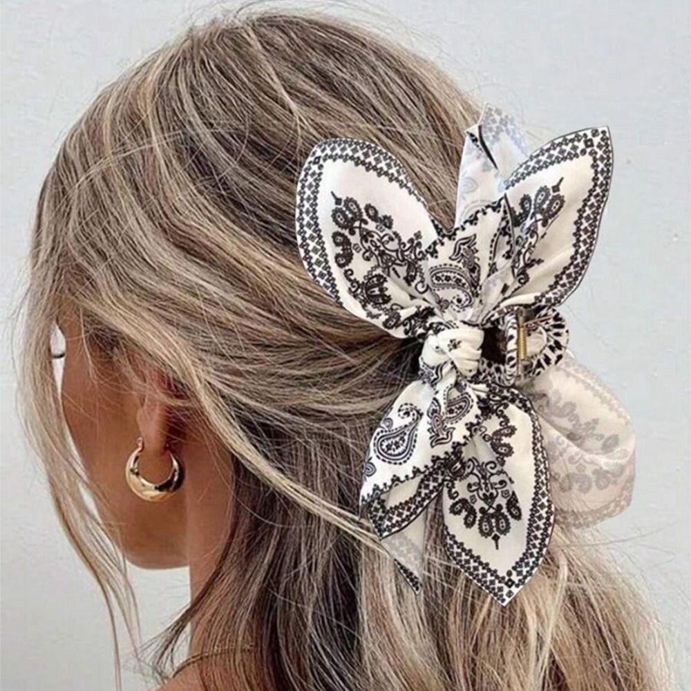 

French Style Bow Hair Claw Bowknot Bow Hair Rope Fashion Cashew Flower Hair Clip Daily Hair Rope