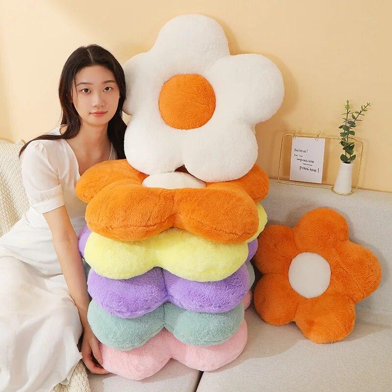 1pc Adorable Flower Pillow Cushion Plush Floor Pillow For Sofa CouchBed Car Home Decor