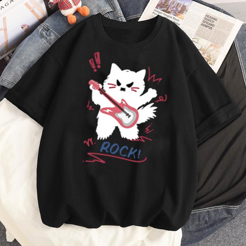 Kawaii Cute Kitten Puppy Graphic Blouse Best Friend Short Sleeves Women Couple T-shirt Y2k Girlfriends Clothing Streetwear Tops