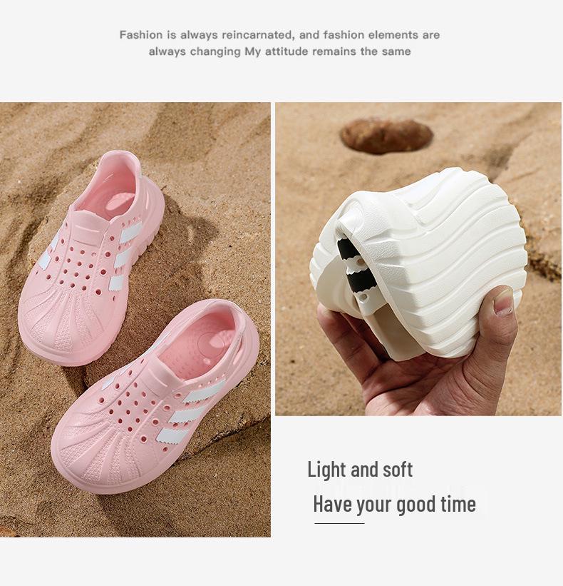 Unisex Kids' Crocs-Style Beach Sandals: Breathable, Non-Slip, Waterproof, Quick-Drying, Soft Sole, Closed-Toe, Perfect for Summer Outdoor Wear.