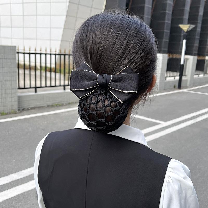 Head Flower Female Vocational Nurse Hairnet Bank Flight Attendant Special Disc Hair Net Pocket Bow Hairpin Tooling Headdress