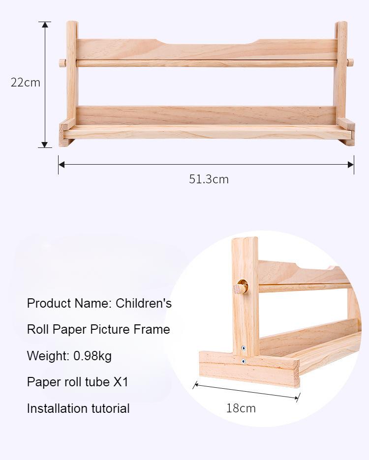 Wooden Paper Roll Dispenser Art with Paper Roll Craft Paper Roll Holder Tabletop Easel for Kids Suitable for Drawing
