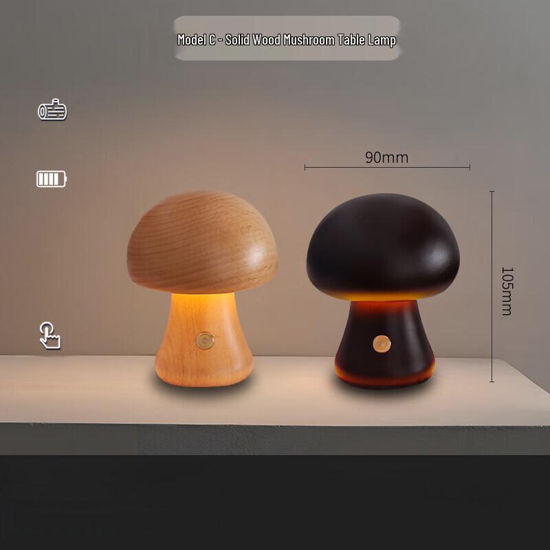 Mushroom USB Rechargeable Bedside Lamp