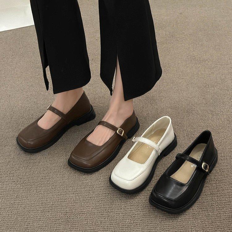 Mary Jane women's shoes 2025 new summer French platform loafers versatile single shoes British style square head small leather shoes
