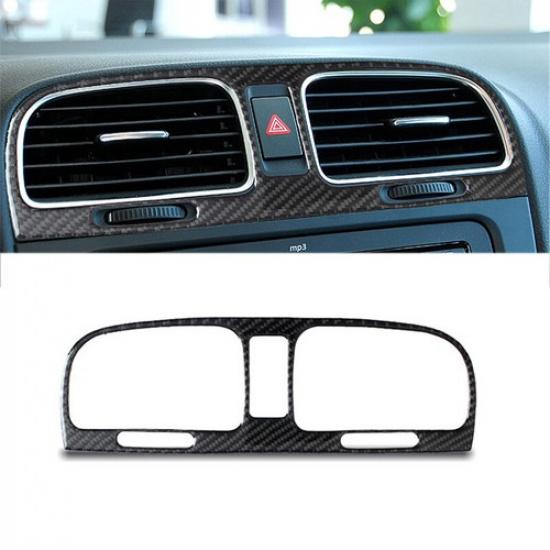 Car Balck Carbon Fiber Central Air Outlet Trim Cover For VW Golf 6 MK6 2008-2012
