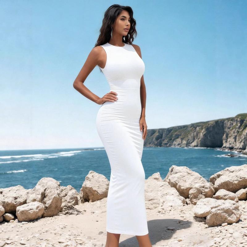 

Dress vacation dress women s dress new sleeveless long dress fashion commuting daily seaside vacation dress XS белый