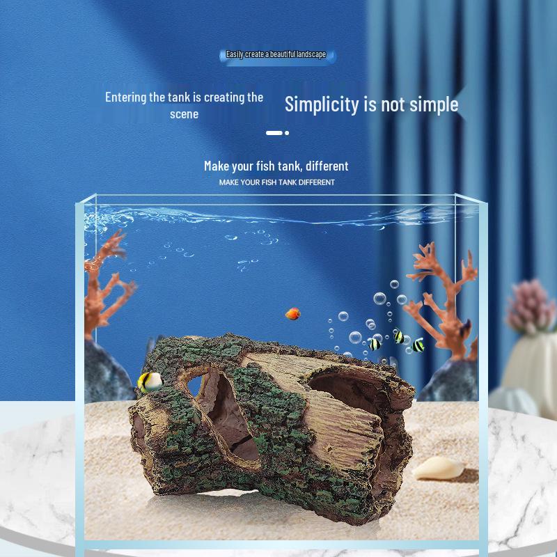 Aquarium Landscape Resin Tree Stump Cave for Reptiles, Fish, and Shrimp