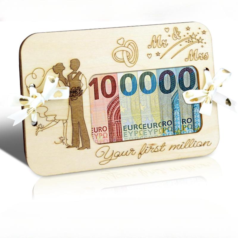 

Креативная тема «Ваш первый миллион» из дерева. Деревянный кошелек, подарок на День святого Валентина, подарок на день рождения, подарок на свадьбу.