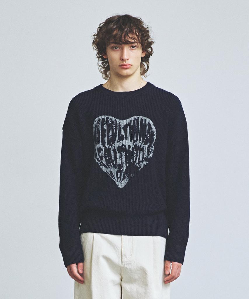 KNITTED Vintage Heart Round Knit Navy