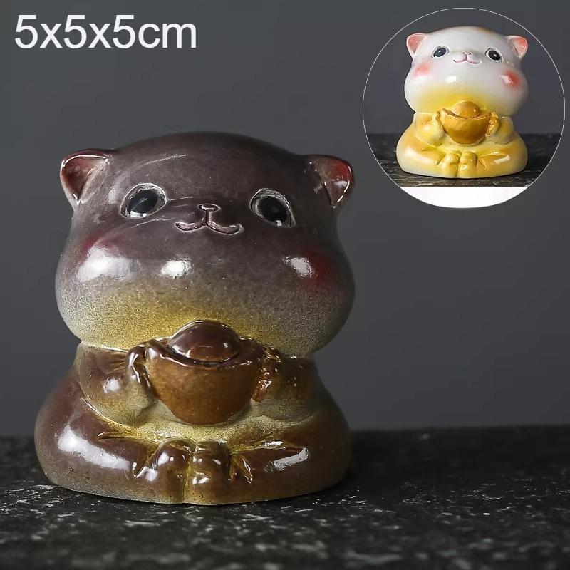 

1pc Color Changing Rabbit Tea Pet Maintainable Cat Tea Play Cute Desktop Decorative Ornaments Tea Ceremony Accessories