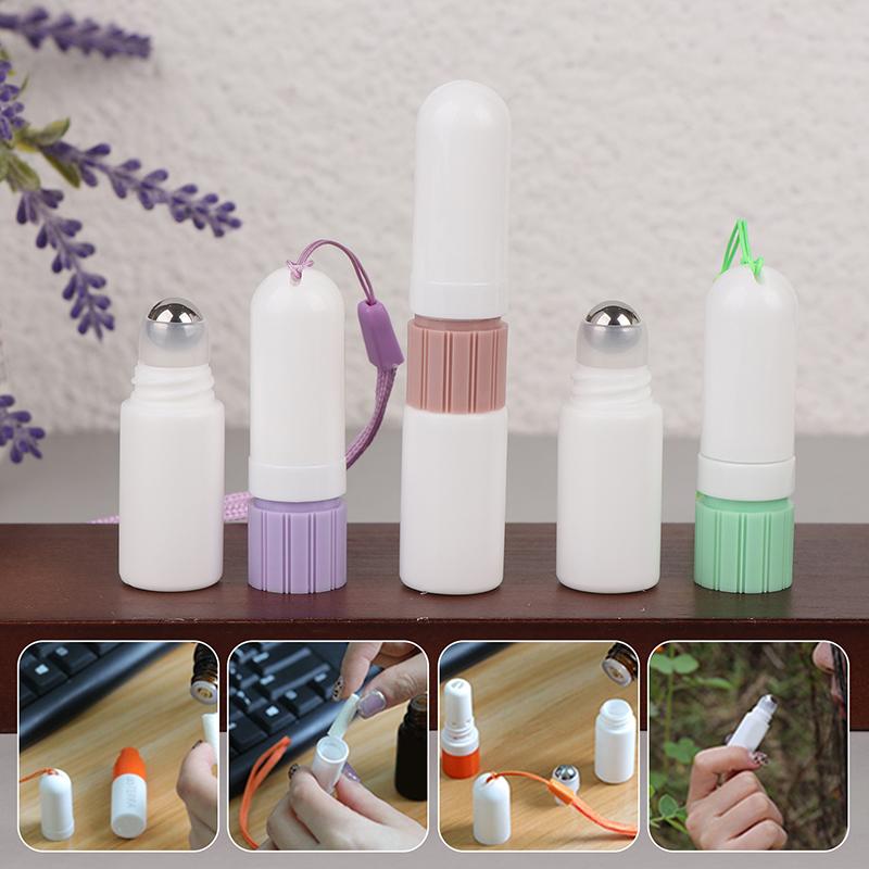 2 In 1 Blank Nasal Inhaler Sticks Essential Oil Bottle Aroma Diffuser Empty Nasal Aromatherapy Inhalers Tubes With Lanyard