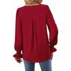 V-neck Pullover Chiffon Shirts Flared Long-sleeved Women's Blouses & Shirts