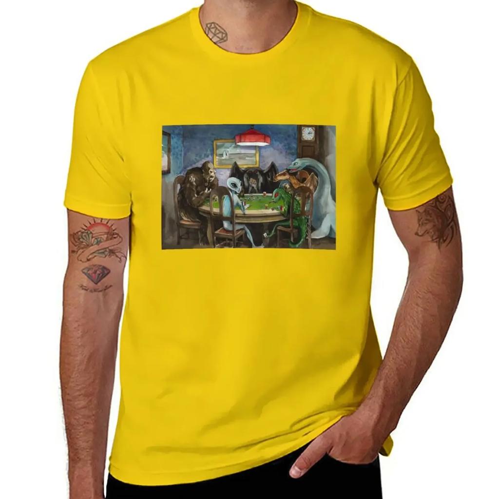 Cryptids playing poker TShirt quick drying anime t shirts men
