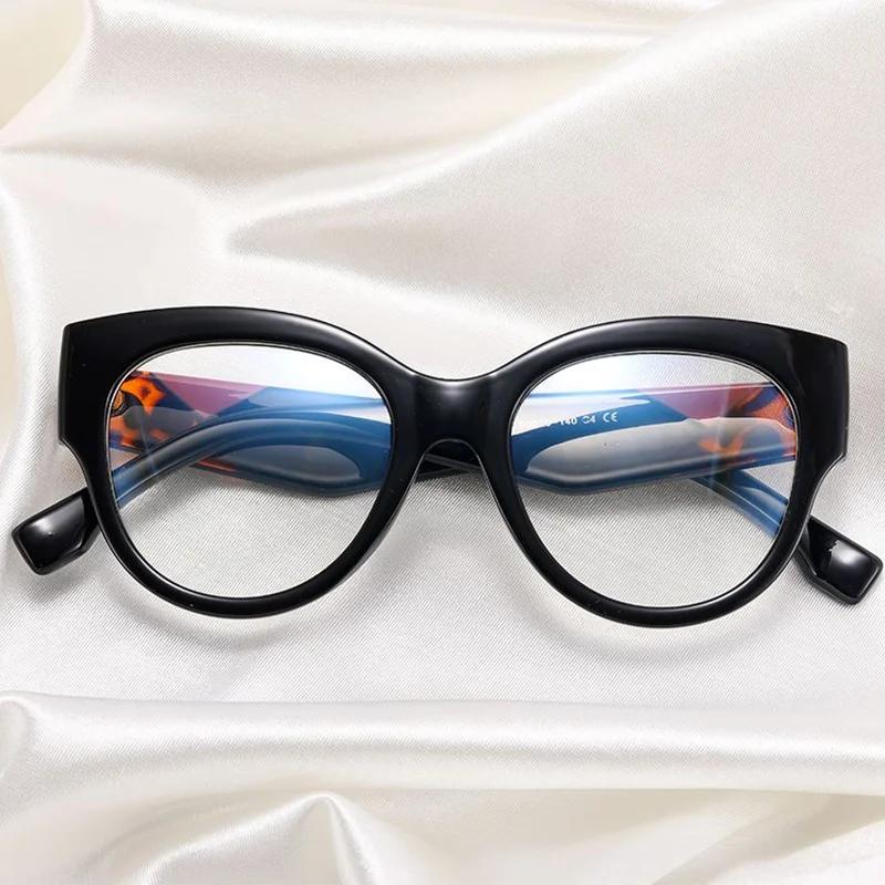92161 Trendy Cat Eye Prescription Glasses With Large Frames And Colorful Legs For Women Diopters Minus -1.0 -1.5 -2.0 To -6.0
