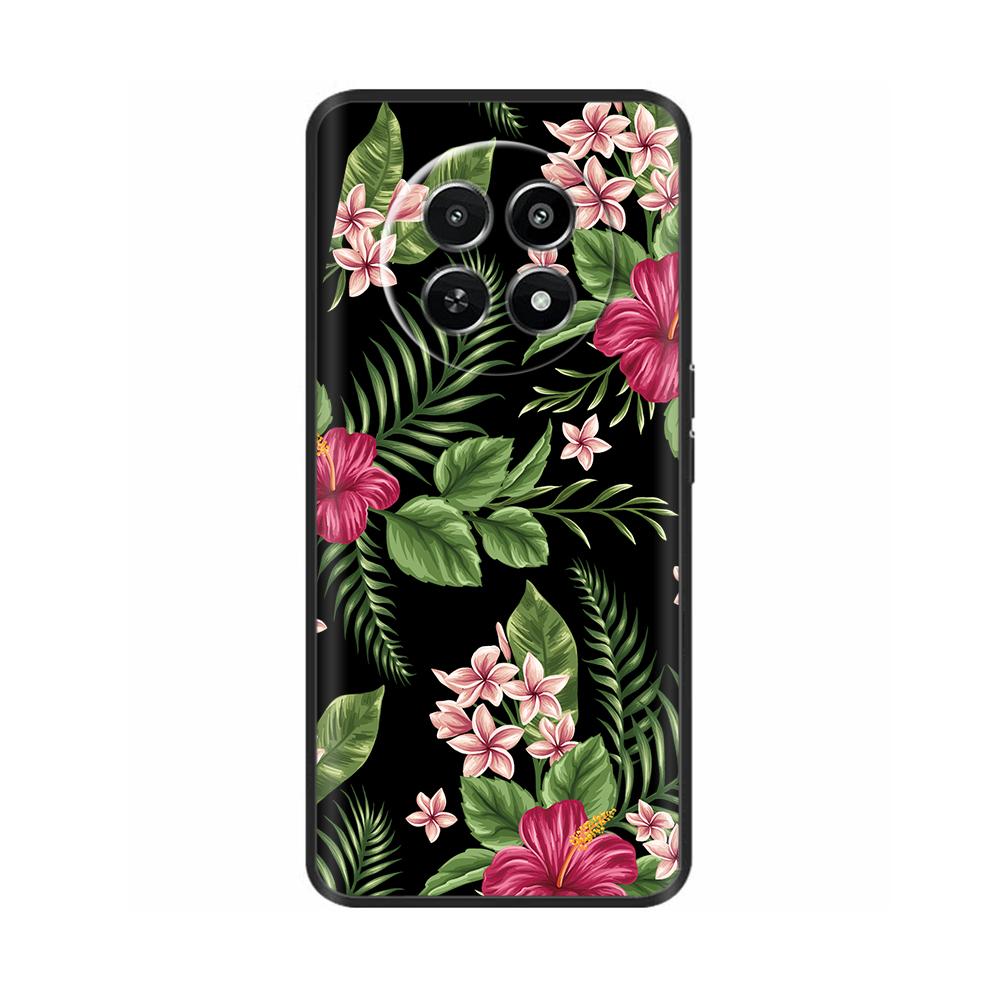 Für Realme 12 5G 12X Handyhülle Cover Blumen Aufdruck Weiches Schwarzes TPU Fundas Für Realme12 12 X Bumper Schale Para Coque Etui Capas
