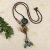 New Forest handmade ceramic necklace, women's retro versatile sweater chain simple long accessories pendant