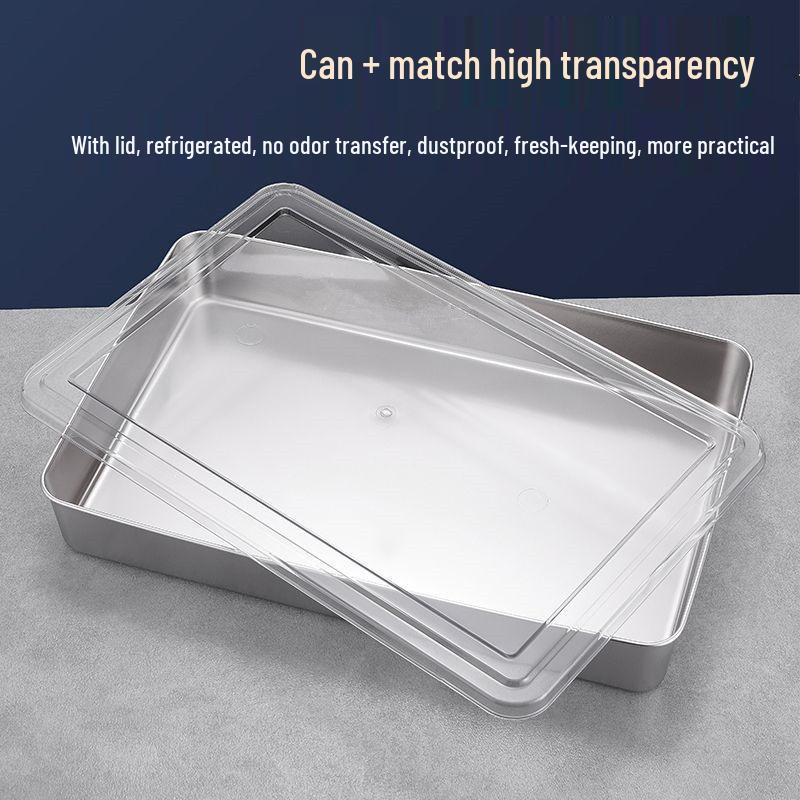 Tiramisu Stainless Steel Baking Plate with Lid - Large Rectangular Dessert Mold