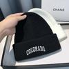 Knitted Hat Women's Autumn and Winter Letter Embroidery Wool Hat Warm Versatile Pullover Ear Protector Cold Hat Men's Trend