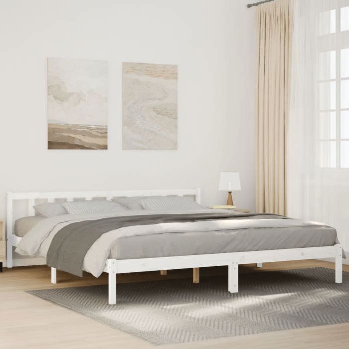 VidaXL Cadre de lit extra long sans matelas 200x220 cm bois massif pin, lit, meuble de chambre à coucher, lit en bois, lit 852455