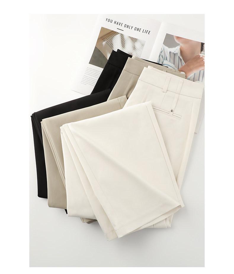 Women's Apricot High-Waisted Slimming Wide-Leg Pants - Spring/Summer 2026 Casual Suit Trousers